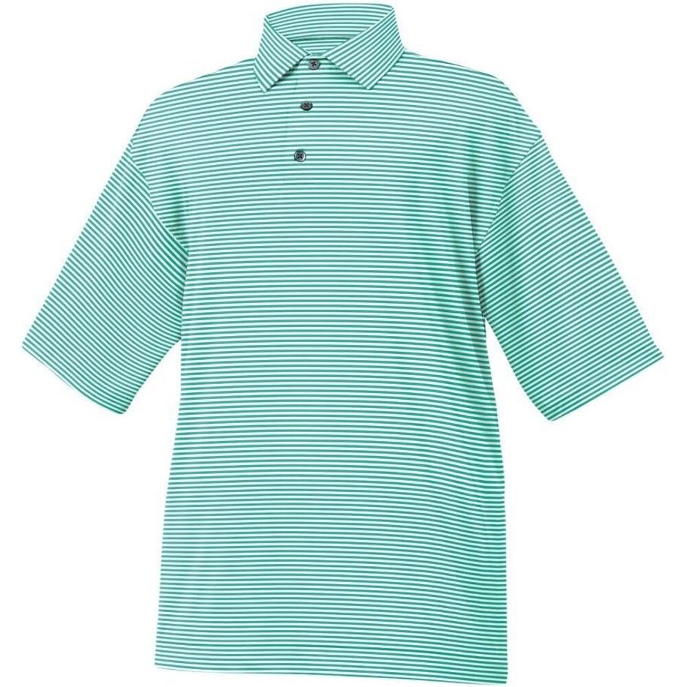 FootJoy Lisle Feeder Stripe Self Collar Shirt Spearmint/White Mens Size Large